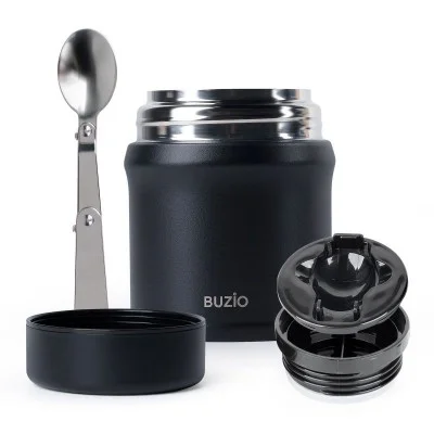 Buzio Kids Stainless Steel Food Container 350ML - Black
